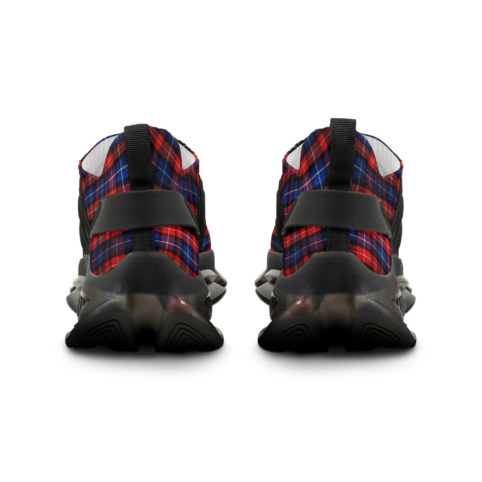 Red Plaid Men's Mesh Sneakers, Red Blue Plaid Print Men's Sneakers Best Comfy Men's Mesh Sports Sneakers Shoes (US Size: 5-12)