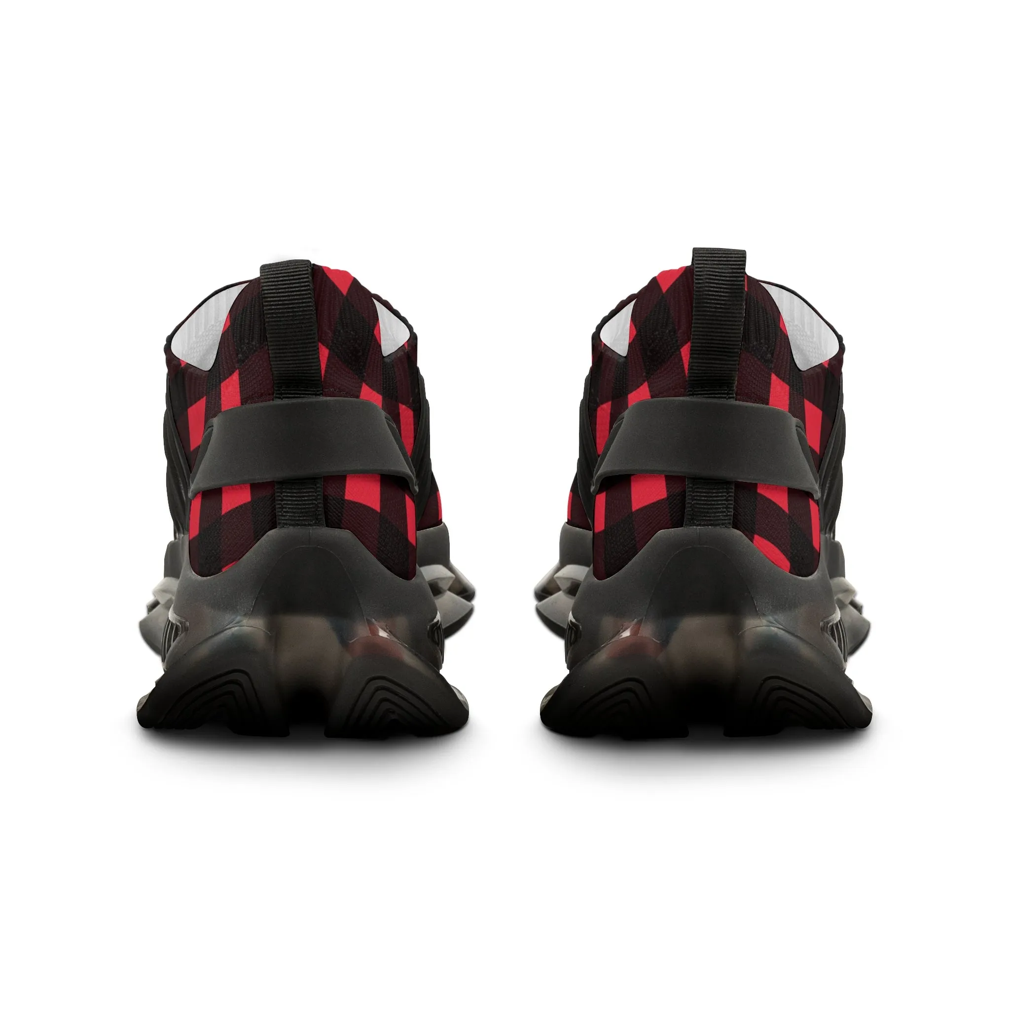 Red Plaid Men's Mesh Sneakers, Red Buffalo Plaid Print Plaid Print Men's Sneakers Best Comfy Men's Mesh Sports Sneakers Shoes (US Size: 5-12)