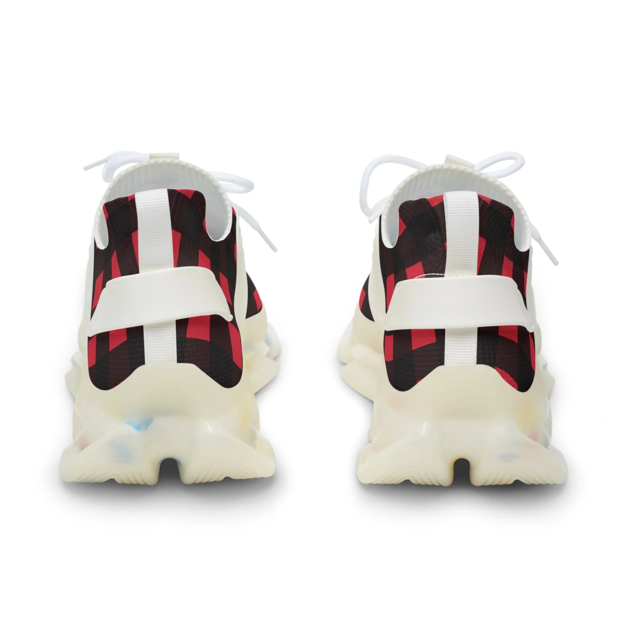 Red Plaid Men's Mesh Sneakers, Red Buffalo Plaid Print Plaid Print Men's Sneakers Best Comfy Men's Mesh Sports Sneakers Shoes (US Size: 5-12)