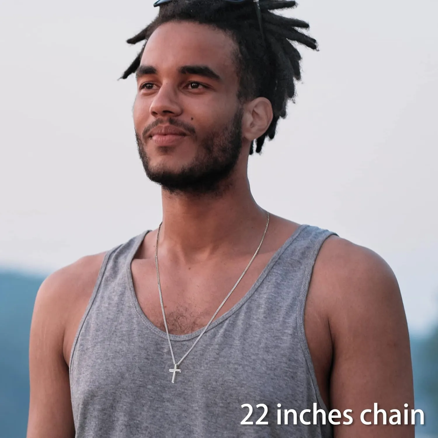 REVEMCN Black Gold Silver Cross Necklace for Boys Stainless Steel Mens Cross Pendant Chain Necklace for Men Women Religious Jewelry Gifts for Boys Girls Chain 16-24 Inches
