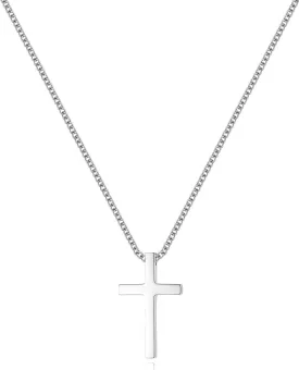 REVEMCN Black Gold Silver Cross Necklace for Boys Stainless Steel Mens Cross Pendant Chain Necklace for Men Women Religious Jewelry Gifts for Boys Girls Chain 16-24 Inches