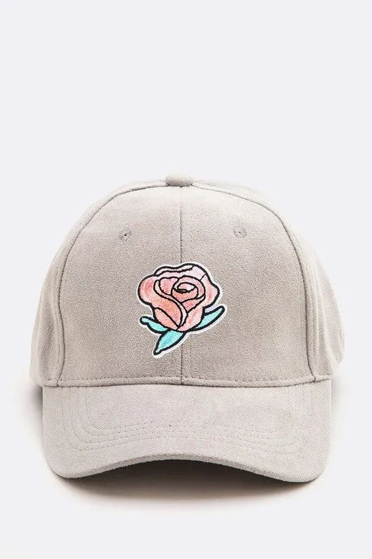 Rose Patch Suede Cap