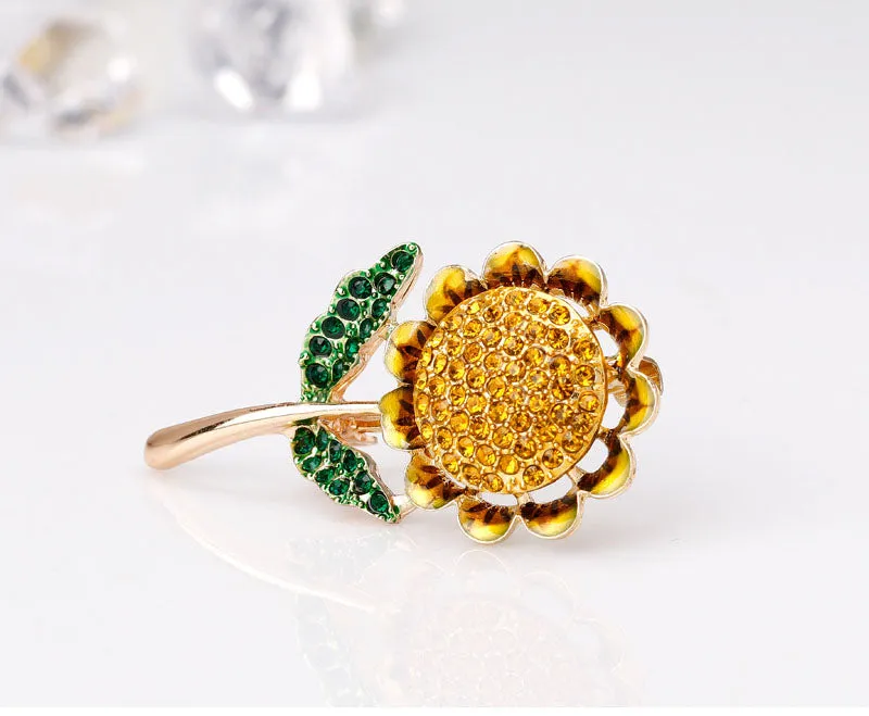 SB198 - Drop oil sunflower brooch