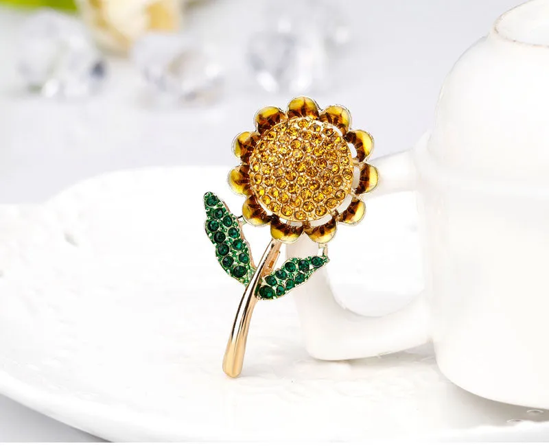 SB198 - Drop oil sunflower brooch