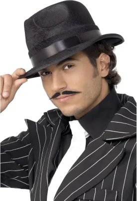 Smiffys Indestructible Fedora Hat, Black with Band, 1920's Razzle Fancy Dress, 1920s Dress Up Hats