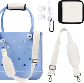 Strap Wrap for Bogg Bag Accessories, Adjustable Shoulder Crossbody Long Strap with Handle Wrap for XL Medium Bog Bag Simply Southern Beach Rubber Tote Bags -White
