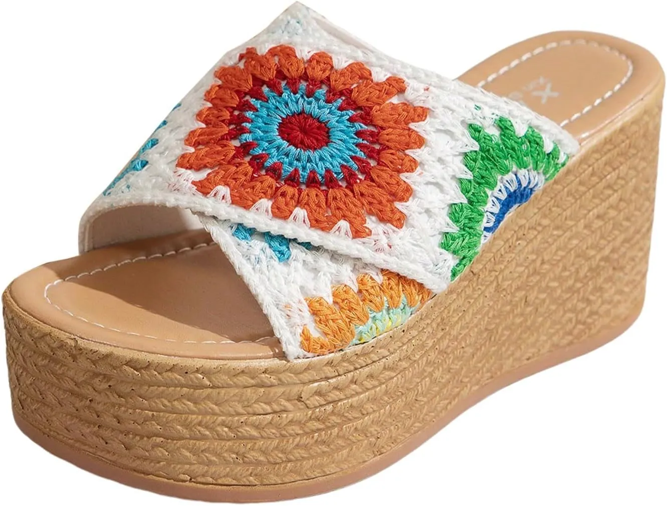 SuanlaTDS Wedge Sandals for Women Dressy Summer 2025 Platform Outdoor Slip-on Comfortable Slides Slippers Beach Walking Shoes Open Toe Boho Wedges High Heels Sandal Mules