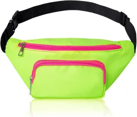 Three Pockets Neon Retro 80s Fanny Pack for Women Men Travel Festival Theme Party Vintage Rave Accessories Plus Size Belt Bag Neon Green