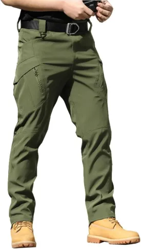 THWEI Mens Tactical Cargo Pants Water Resistant Hiking Outdoor Work Pants Multi Pockets with No Belt