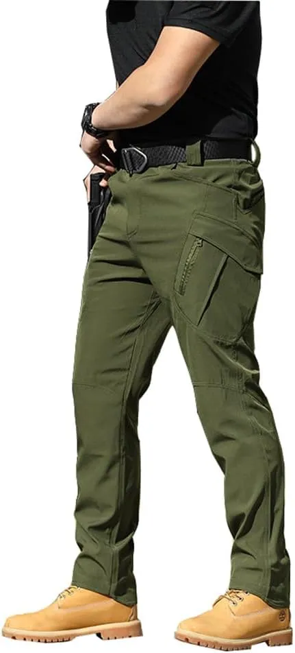THWEI Mens Tactical Cargo Pants Water Resistant Hiking Outdoor Work Pants Multi Pockets with No Belt