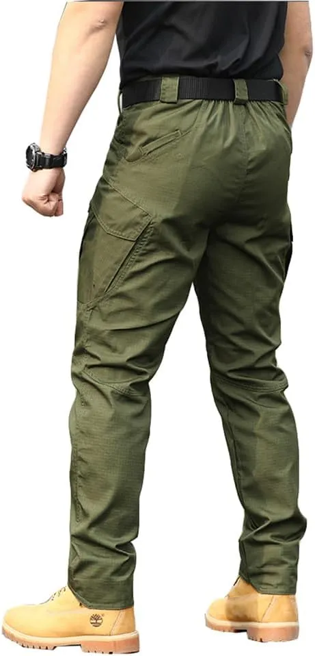 THWEI Mens Tactical Cargo Pants Water Resistant Hiking Outdoor Work Pants Multi Pockets with No Belt