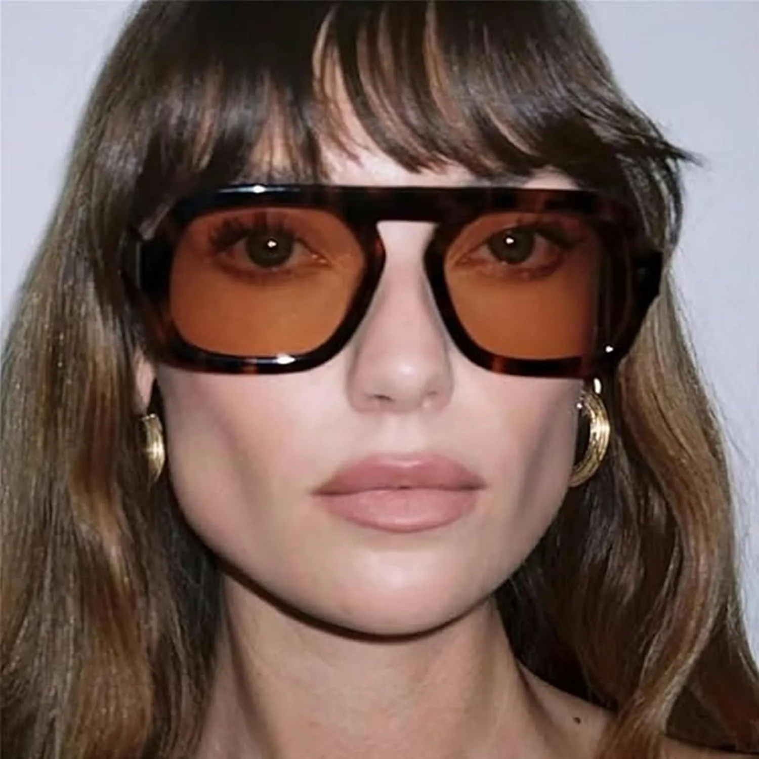 Trendy Hexagon Aviator Sunglasses for Women Men 70s Retro Square Flat Top Geometric Sun Glasses Shades