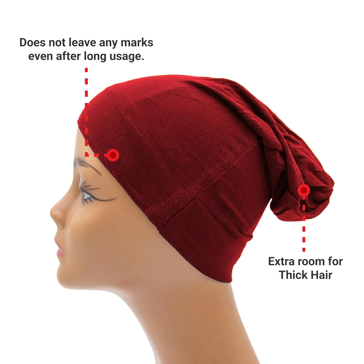 Unisex Stretchable Dreadlocks Cap  Soft, Lightweight, Durable, and Comfortable for Nighttime Wear (US, Alpha, One Size, Big, Red)
