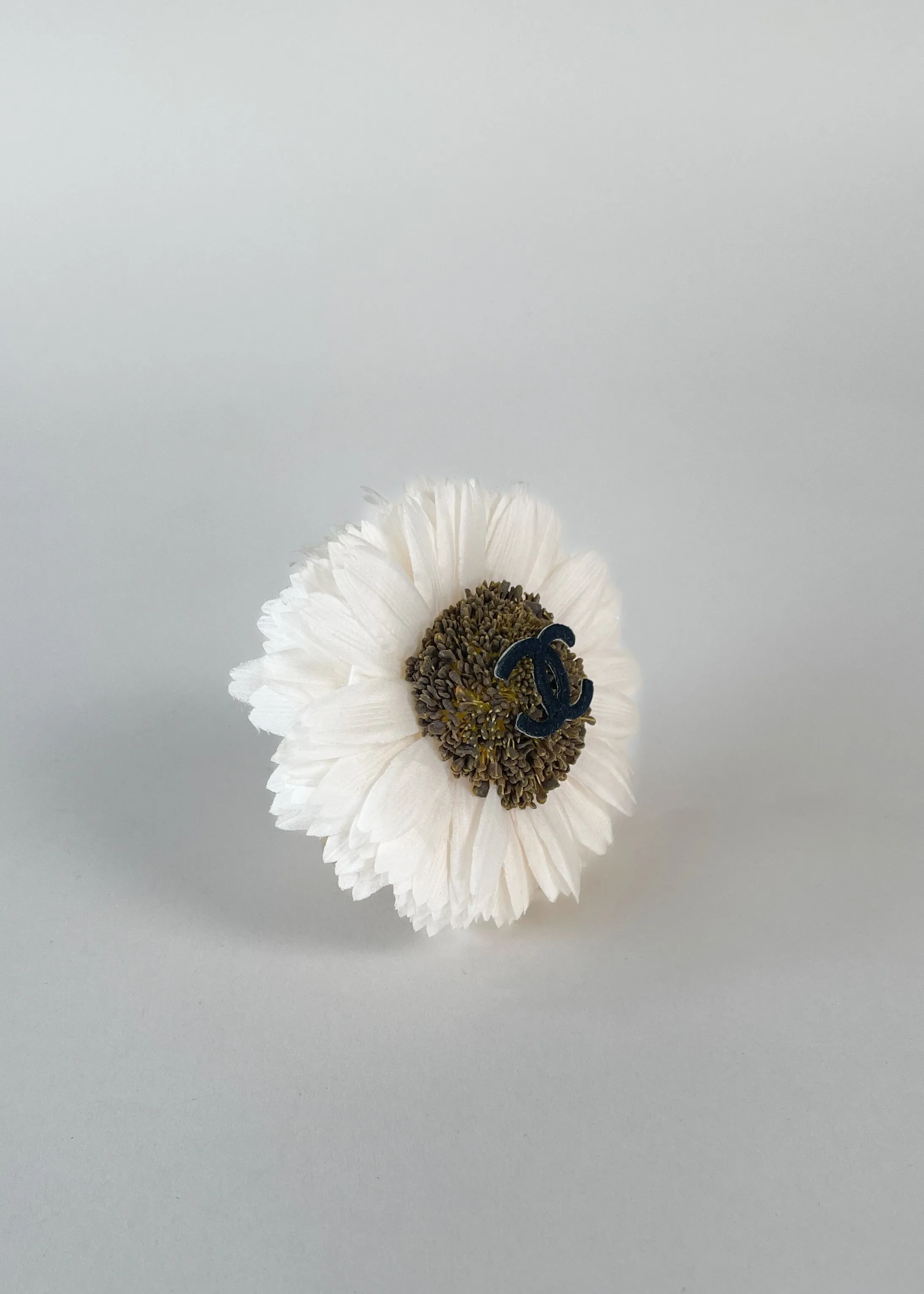Vintage 1990s Chanel White Sunflower Brooch