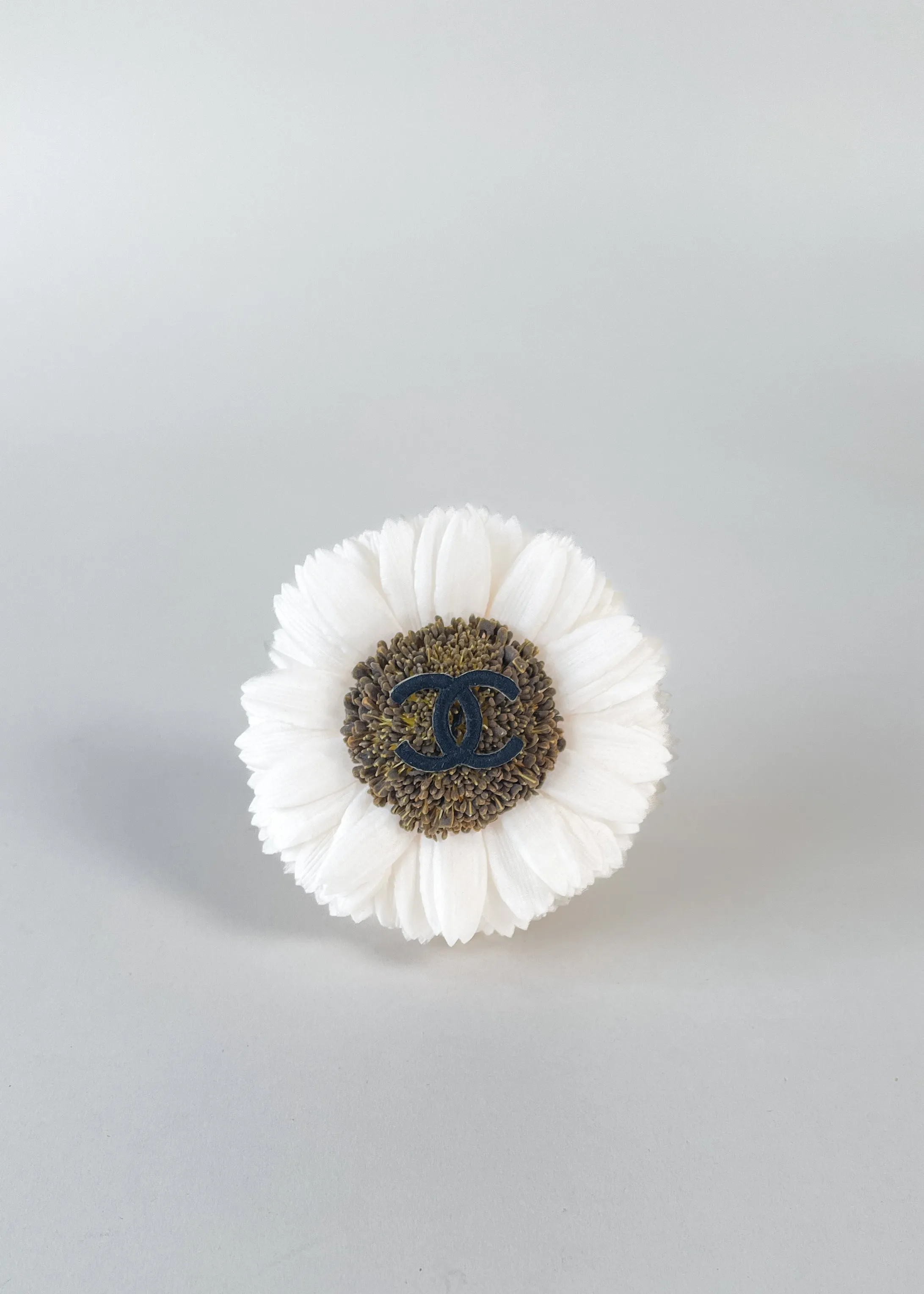 Vintage 1990s Chanel White Sunflower Brooch