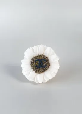 Vintage 1990s Chanel White Sunflower Brooch
