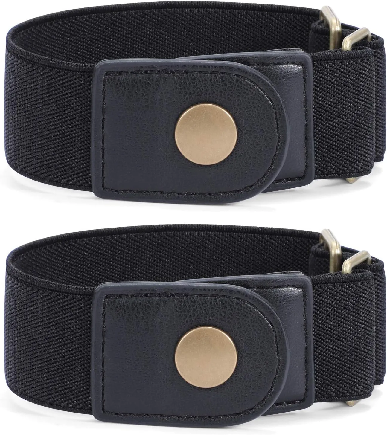 WERFORU Women 2 Loop No Buckle Elastic Belt for Women Men Side belts Buckle Free Stretch Belt for Jeans Pants