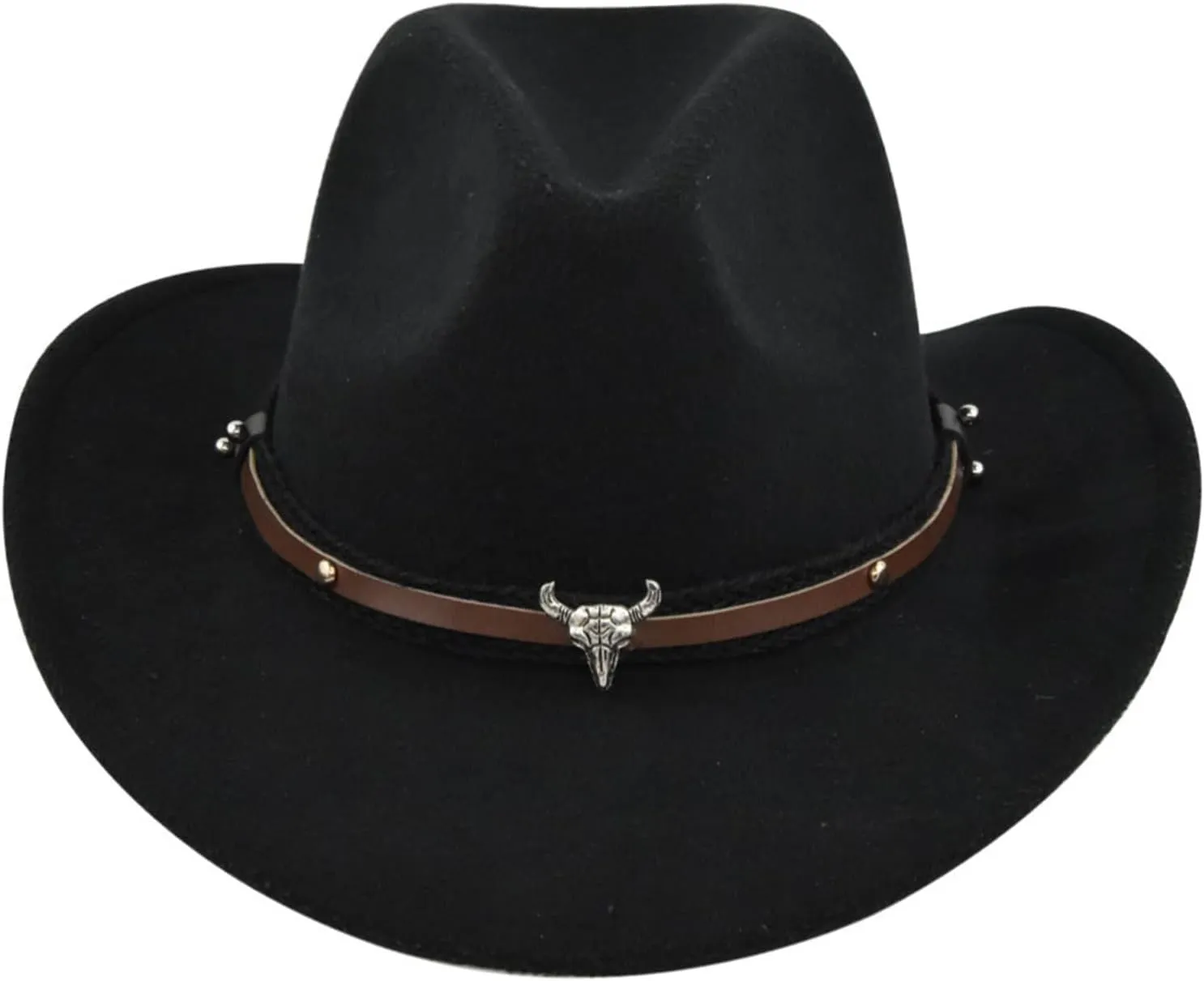 Women Men Western Cowboy Hat, Vintage Felt Cowgirl Hat Wide Brim Bowler Cap Adult Cowboy Hats