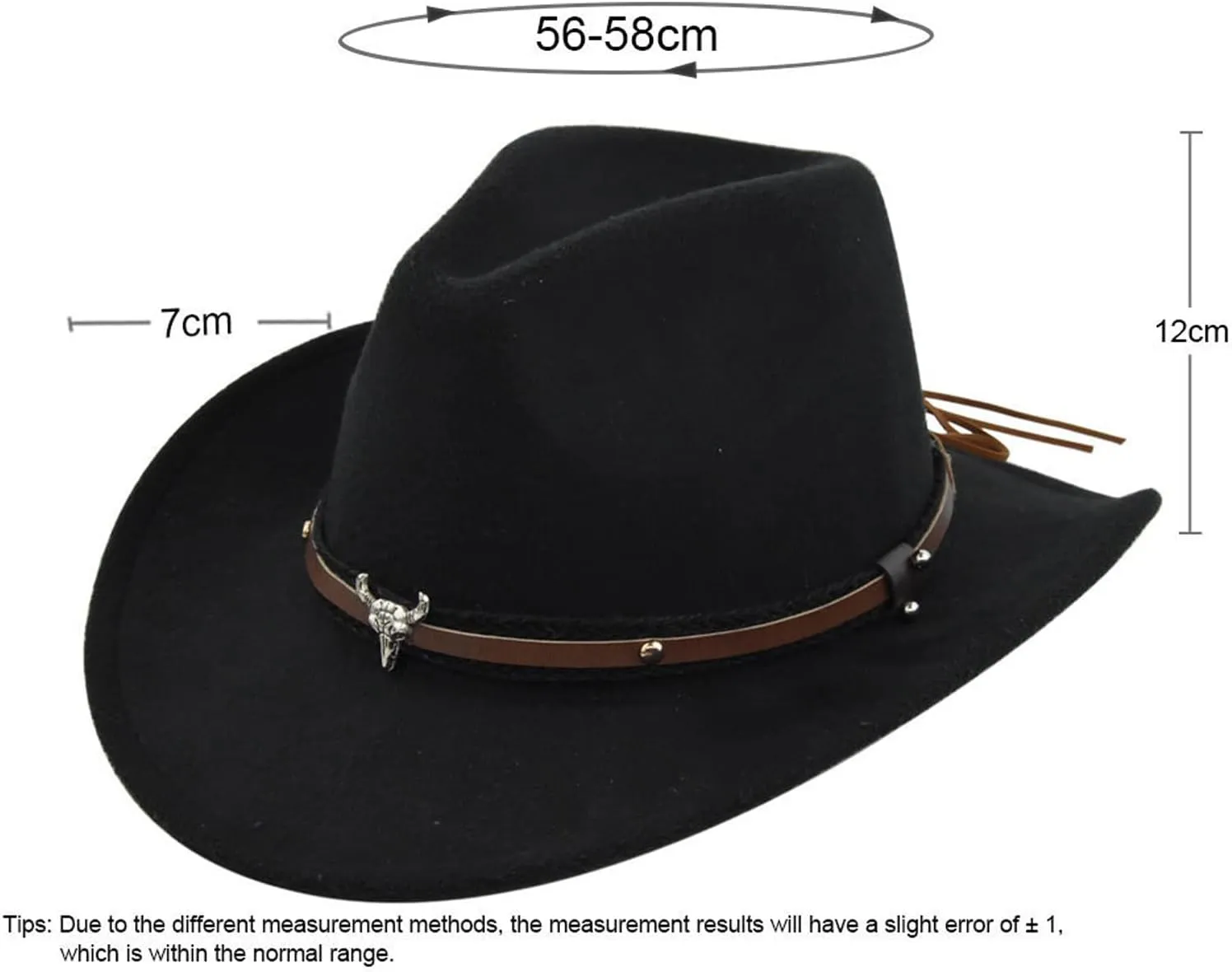Women Men Western Cowboy Hat, Vintage Felt Cowgirl Hat Wide Brim Bowler Cap Adult Cowboy Hats