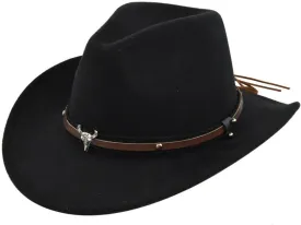 Women Men Western Cowboy Hat, Vintage Felt Cowgirl Hat Wide Brim Bowler Cap Adult Cowboy Hats