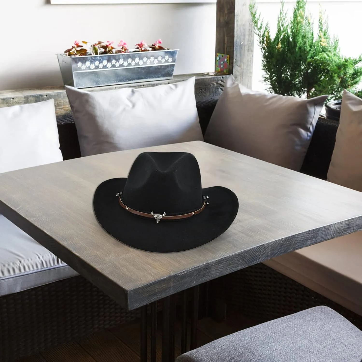 Women Men Western Cowboy Hat, Vintage Felt Cowgirl Hat Wide Brim Bowler Cap Adult Cowboy Hats