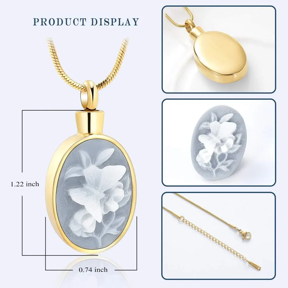 zeqingjw Cremation Jewelry Urn Necklace for Ashes Pendants Butterfly with Flower Memorial Funeral Keepsake Jewelry for Ashes