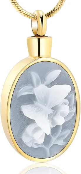 zeqingjw Cremation Jewelry Urn Necklace for Ashes Pendants Butterfly with Flower Memorial Funeral Keepsake Jewelry for Ashes
