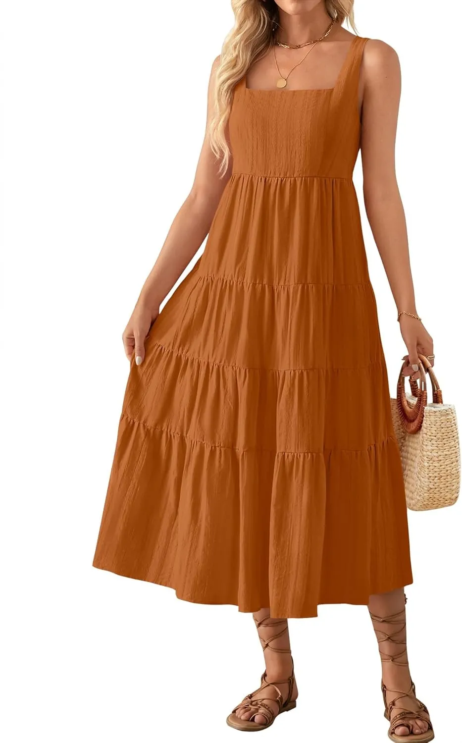 ZESICA Women's Summer Sleeveless Dress Casual Backless Loose Flowy Tiered Sundress Beach Cover up Tank Dresses