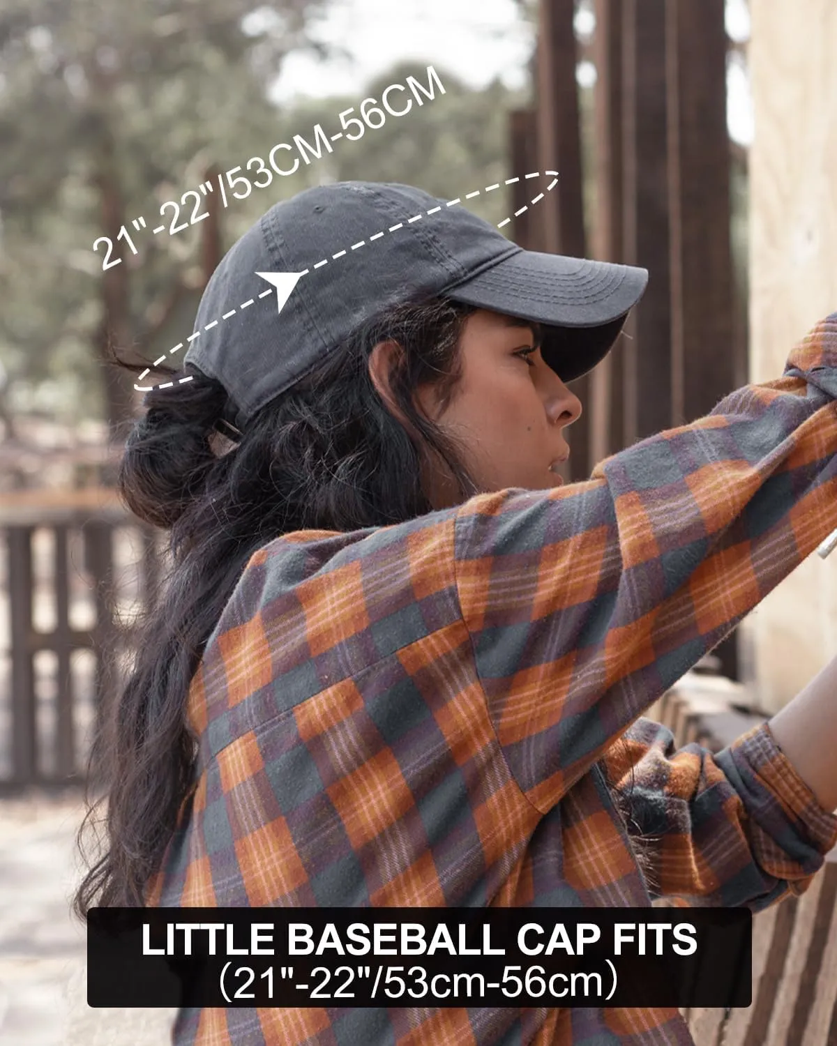 Zylioo Small Size Washed Baseball Cap,Petite Denim Sports Cap,Adjustable Little Fade Dad Hat for Small Heads 21"-22"