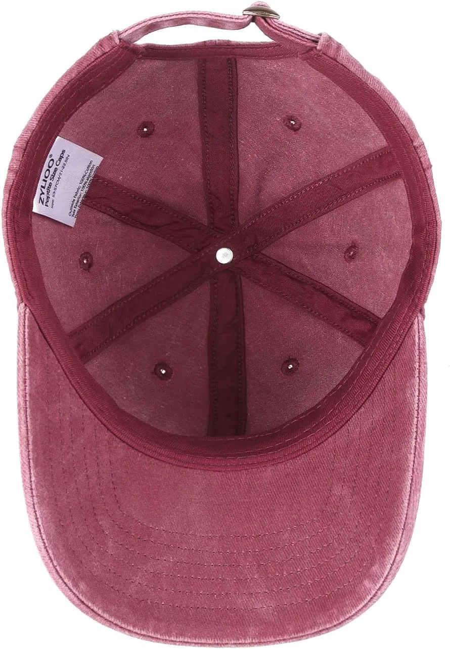 Zylioo Small Size Washed Baseball Cap,Petite Denim Sports Cap,Adjustable Little Fade Dad Hat for Small Heads 21"-22"