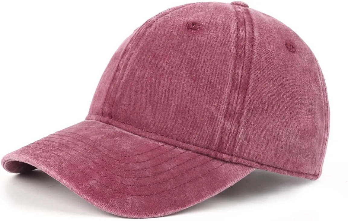 Zylioo Small Size Washed Baseball Cap,Petite Denim Sports Cap,Adjustable Little Fade Dad Hat for Small Heads 21"-22"