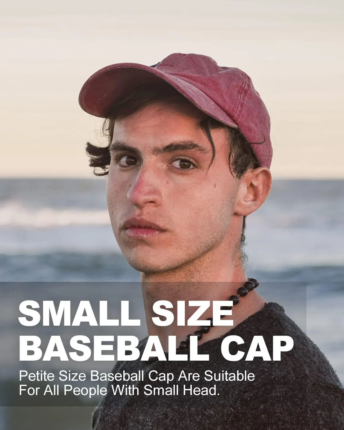 Zylioo Small Size Washed Baseball Cap,Petite Denim Sports Cap,Adjustable Little Fade Dad Hat for Small Heads 21"-22"